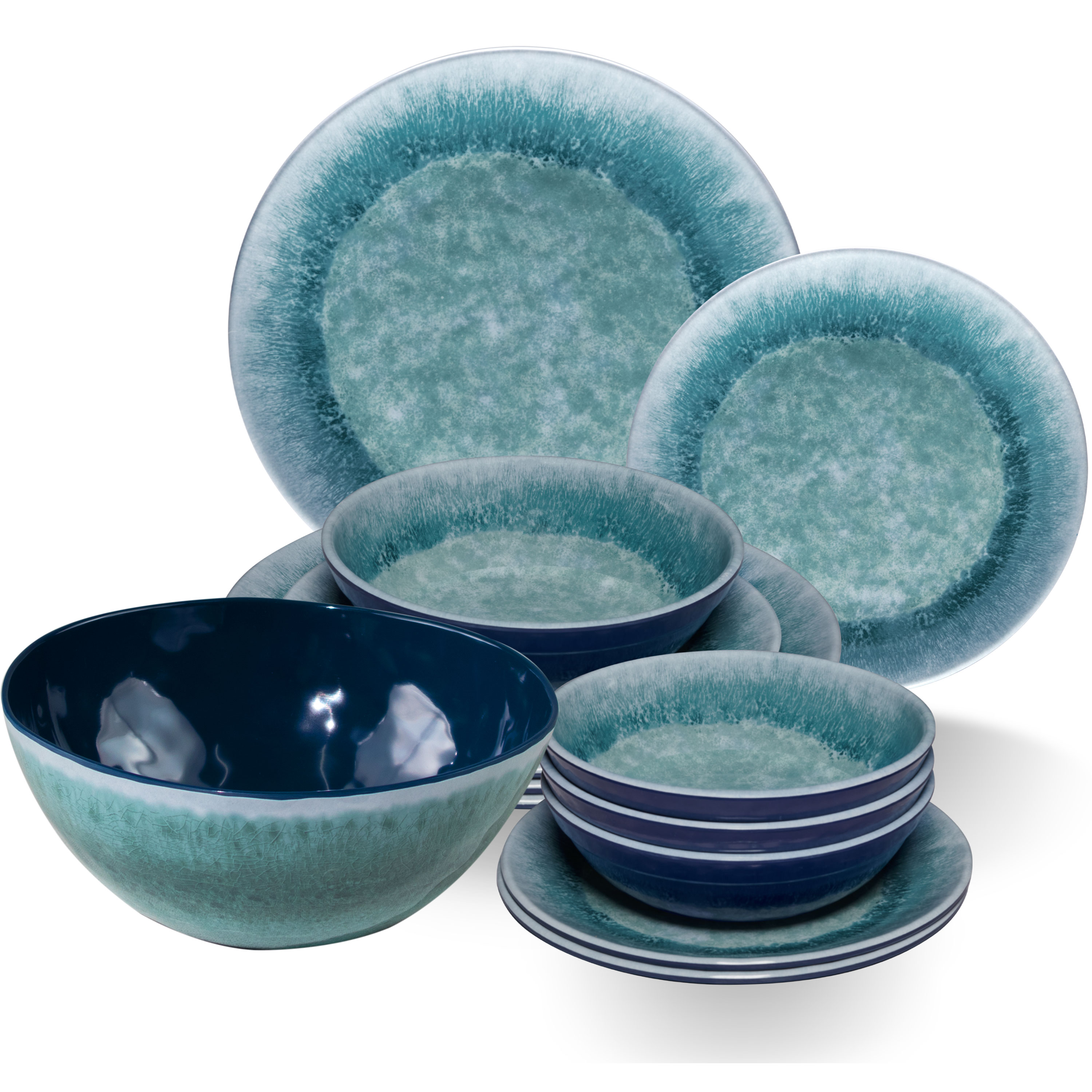Melamin Geschirr Set Türkis Blau Steingut-Optik Campinggeschirr Outdoor Camping - Bild 16 von 17