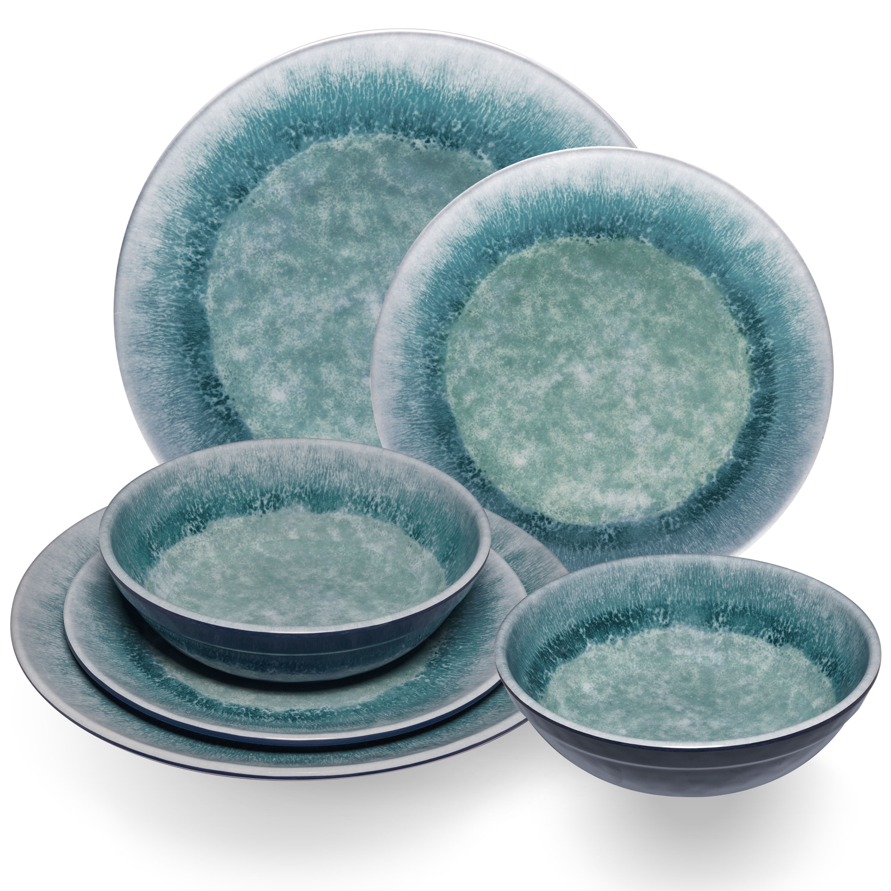 Melamin Geschirr Set Türkis Blau Steingut-Optik Campinggeschirr Outdoor Camping - Bild 7 von 17
